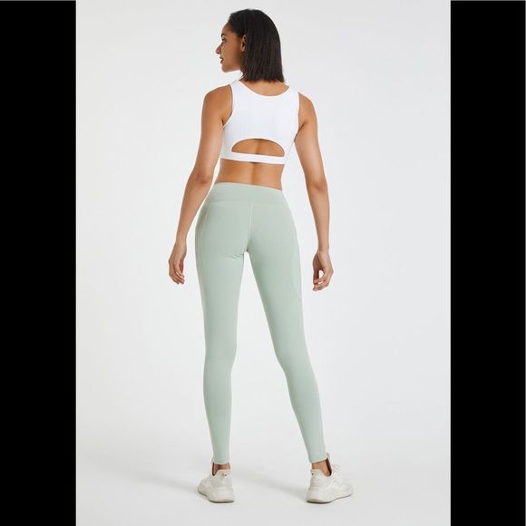 COPY - Sage Green Crossover Legging With Pockets - Picture 6 of 8